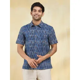 Fabindia Indigo Straight Fit Printed Shirt-picture-42