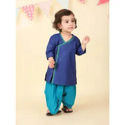 Fabindia Infant Boys Blue Viscose Blend 2Pc Dhoti Set-picture-23