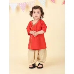 Fabindia Infant Boys Red Cotton 2Pc Dhoti Set-picture-19