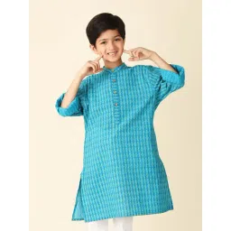 Fabindia Kids Aqua Blue Printed Full Sleeves Kurta-picture-21