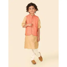 Fabindia Kids Beige Printed Kurta Jacket Set-picture-19