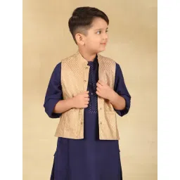 Fabindia Kids Beige Printed Nehru Jacket-picture-18