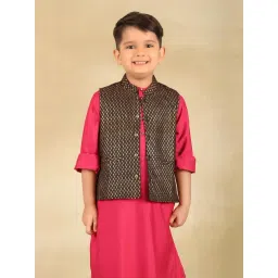 Fabindia Kids Black Printed Nehru Jacket-picture-18