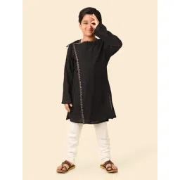 Fabindia Kids Black Solid Full Sleeves Kurta-picture-13