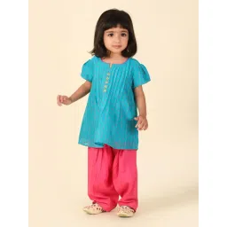 Fabindia Kids Blue & Pink Printed Kurta with Salwar-picture-30