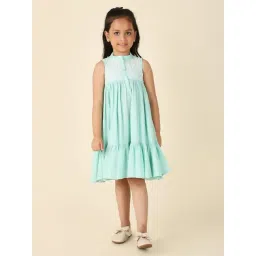 Fabindia Kids Blue Cotton Embroidered Dress-picture-35