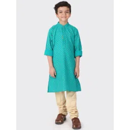 Fabindia Kids Blue Cotton Printed Full Sleeves Kurta-picture-13