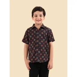Fabindia Kids Blue Cotton Printed Regular Fit Shirt-picture-39