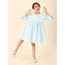 Fabindia Kids Blue Embroidered Dress-picture-24
