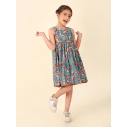 Fabindia Kids Blue Printed Dress-picture-23