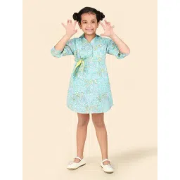 Fabindia Kids Blue Printed Dress-picture-27