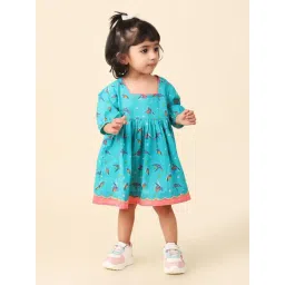 Fabindia Kids Blue Printed Dress-picture-19