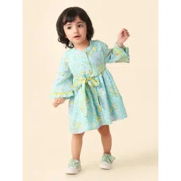 Fabindia Kids Blue Printed Full Sleeves Dress-picture-17