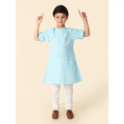 Fabindia Kids Blue Printed Full Sleeves Kurta-picture-36