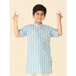 Fabindia Kids Blue Printed Full Sleeves Kurta-picture-37