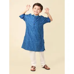 Fabindia Kids Blue Printed Full Sleeves Kurta-picture-24
