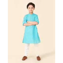 Fabindia Kids Blue Printed Full Sleeves Kurta-picture-35