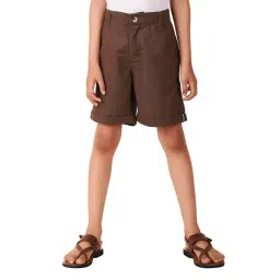 Fabindia Kids Brown Solid Shorts-picture-40