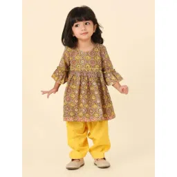 Fabindia Kids Green Cotton Printed Kurti & Salwar-picture-44