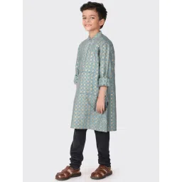 Fabindia Kids Grey Printed Full Sleeves Kurta image 3