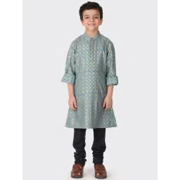 Fabindia Kids Grey Printed Full Sleeves Kurta image 1
