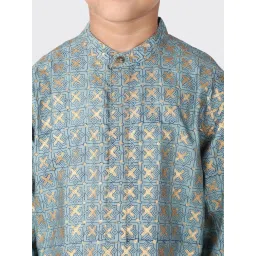 Fabindia Kids Grey Printed Full Sleeves Kurta image 5