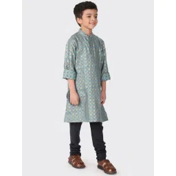 Fabindia Kids Grey Printed Full Sleeves Kurta image 4