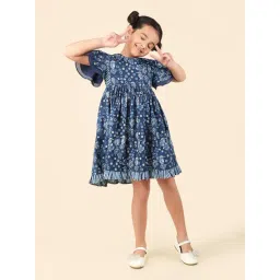 Fabindia Kids Indigo Printed Dress-picture-37