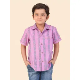 Fabindia Kids Lavender Cotton Printed Shirt-picture-16