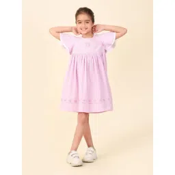 Fabindia Kids Lavender Embroidered Dress-picture-45