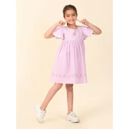 Fabindia Kids Lavender Embroidered Dress image 5