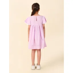 Fabindia Kids Lavender Embroidered Dress image 2