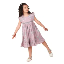 Fabindia Kids Lavender Floral Print Dress-picture-17