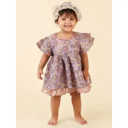 Fabindia Kids Lavender Floral Print Dress-picture-18