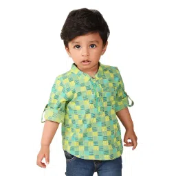 Fabindia Kids Light Green Printed Full Sleeves Shirt-picture-38