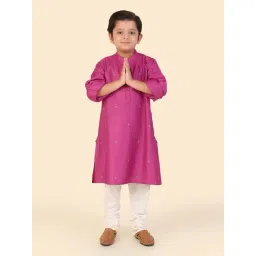 Fabindia Kids Magenta Embroidery Full Sleeves Kurta-picture-37