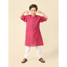 Fabindia Kids Magenta Printed Full Sleeves Kurta-picture-23