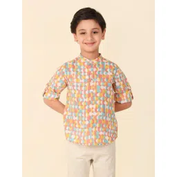 Fabindia Kids Multicolor Printed Full Sleeves Short Kurta-picture-36