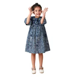 Fabindia Kids Navy Floral Print Dress-picture-26