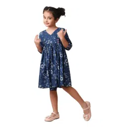 Fabindia Kids Navy Floral Print Dress-picture-11