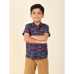Fabindia Kids Navy Printed Shirt-picture-42