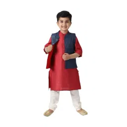Fabindia Kids Navy Striped Nehru Jacket-picture-46