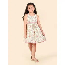 Fabindia Kids Off White Cotton Printed Dress-picture-21