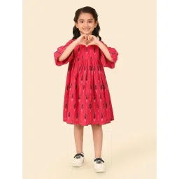 Fabindia Kids Pink Cotton Woven Dress-picture-11