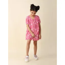 Fabindia Kids Pink Printed Dress-picture-42