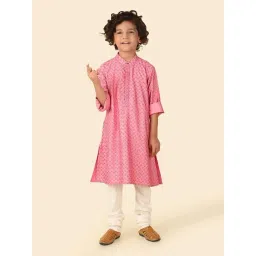 Fabindia Kids Pink Printed Kurtas-image-11