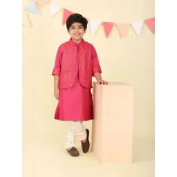 Fabindia Kids Pink Regular Fit Kurta & Jacket-picture-38