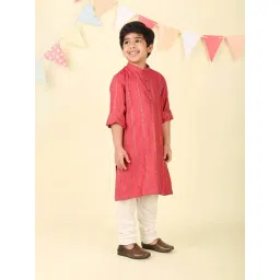 Fabindia Kids Pink Regular Fit Striped Kurta image 5