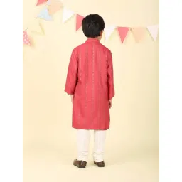Fabindia Kids Pink Regular Fit Striped Kurta image 2