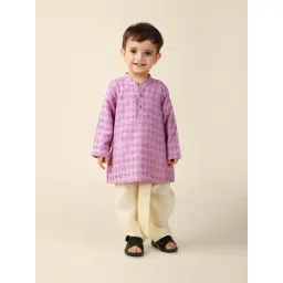 Fabindia Kids Purple & Beige Printed Full Sleeves Kurta with Dhoti-picture-35